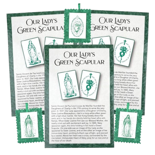 Green Scapular / Scapular of the Immaculate Heart of Mary - Sister Justine Bisqueyburu