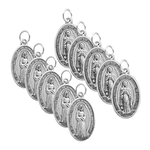 Our Lady of Tears Medal 10 Pack - Antique Silver Color
